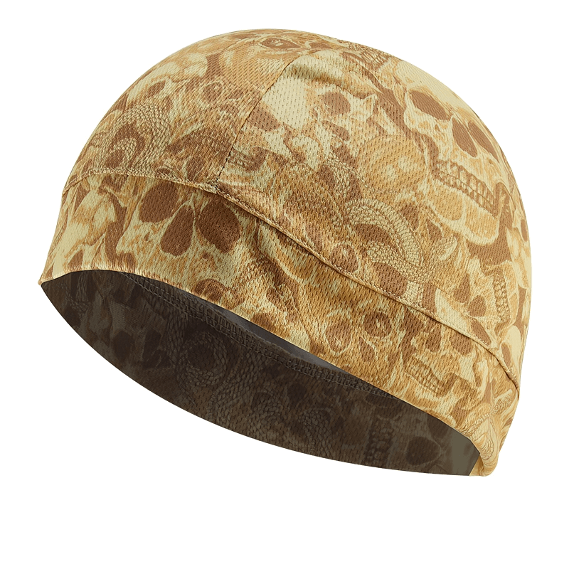 Outdoor sports windproof beanie with skull print, ideal for unisex cycling. Soft, stretchable, and warm headwear. Model SF1415.